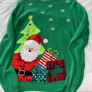 Green Santa Christmas Sweater